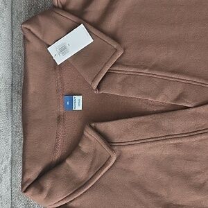 Old Navy Polo Fleece Sweatshirt Size 3X Brown Collared Long Sleeve Relaxed Fit
